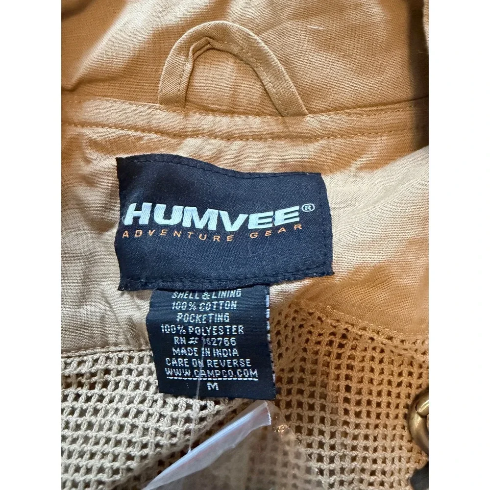 Humvee Mens Safari Photo Vest Khaki Cotton Utility Fishing Multi-Pocket Size M